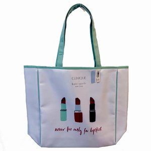 Clinique x Kate Spade “Never Too Early For Lipsick” White Tote Bag